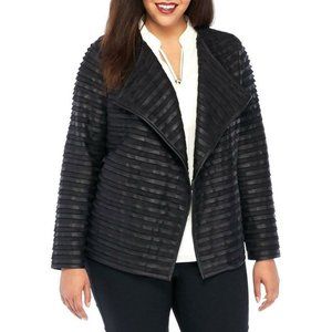 NWT The Limited Womens Plus Size 2X Black Faux Suede Pleather Pieced Jacket NEW